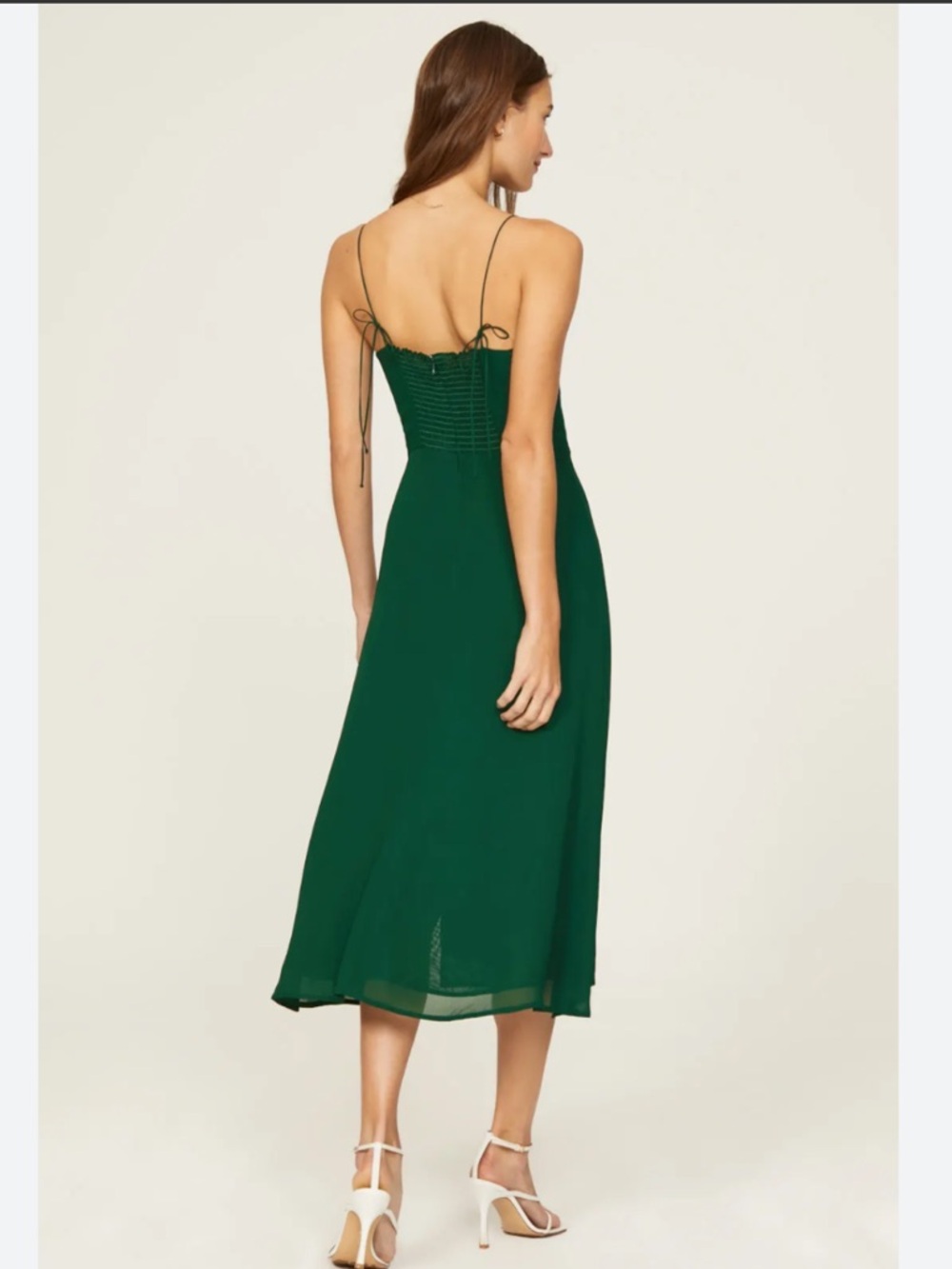 REFORMATION  NWOT Juliette Crepe Midi Dress In Emerald Size 6 - Picture 6 of 15